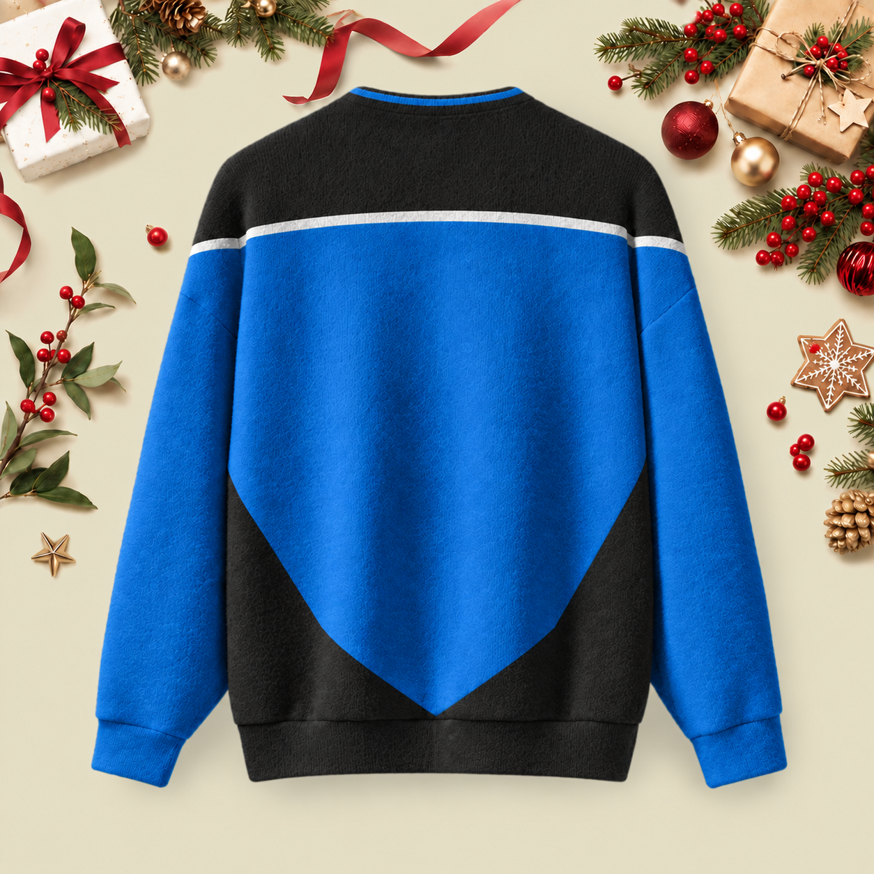 Blue Space Uniform Ugly Christmas Fluffy Sweatershirt
