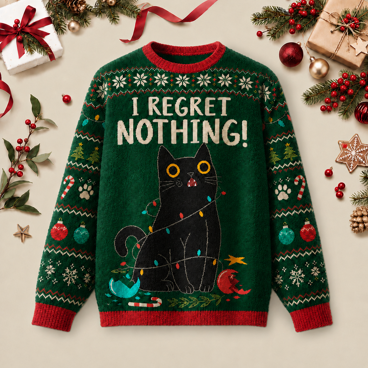 I regret nothing Ugly Christmas Fluffy Sweatershirt
