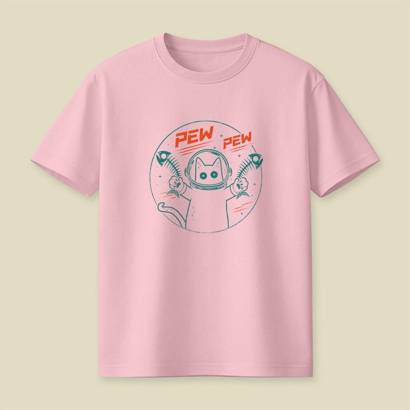Pew Pew Space Cat Playful T-Shirt