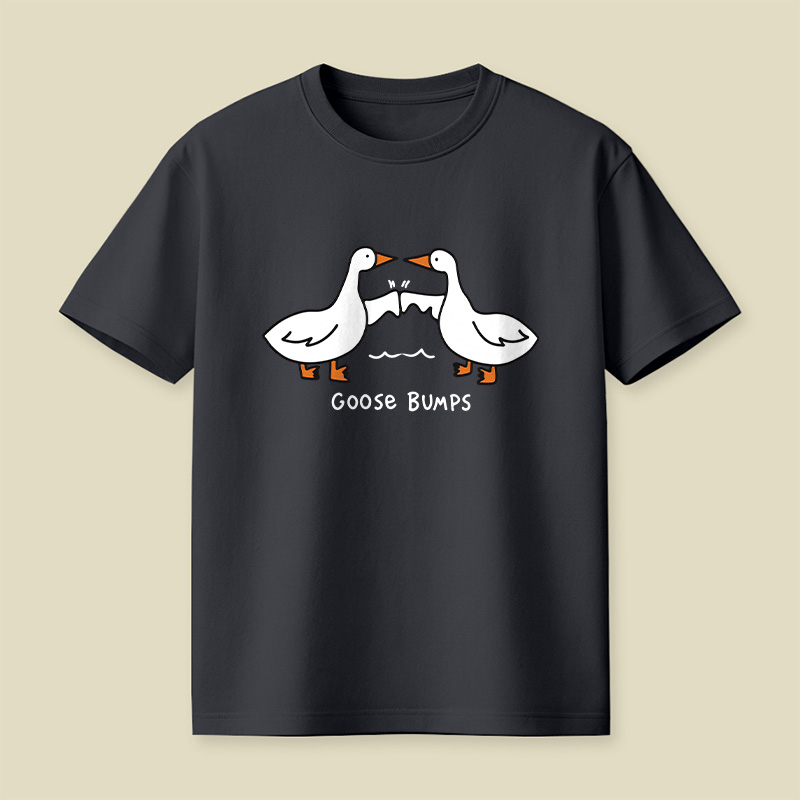 Goosebumps Geese Pun Simple Line Art Playful T-Shirt