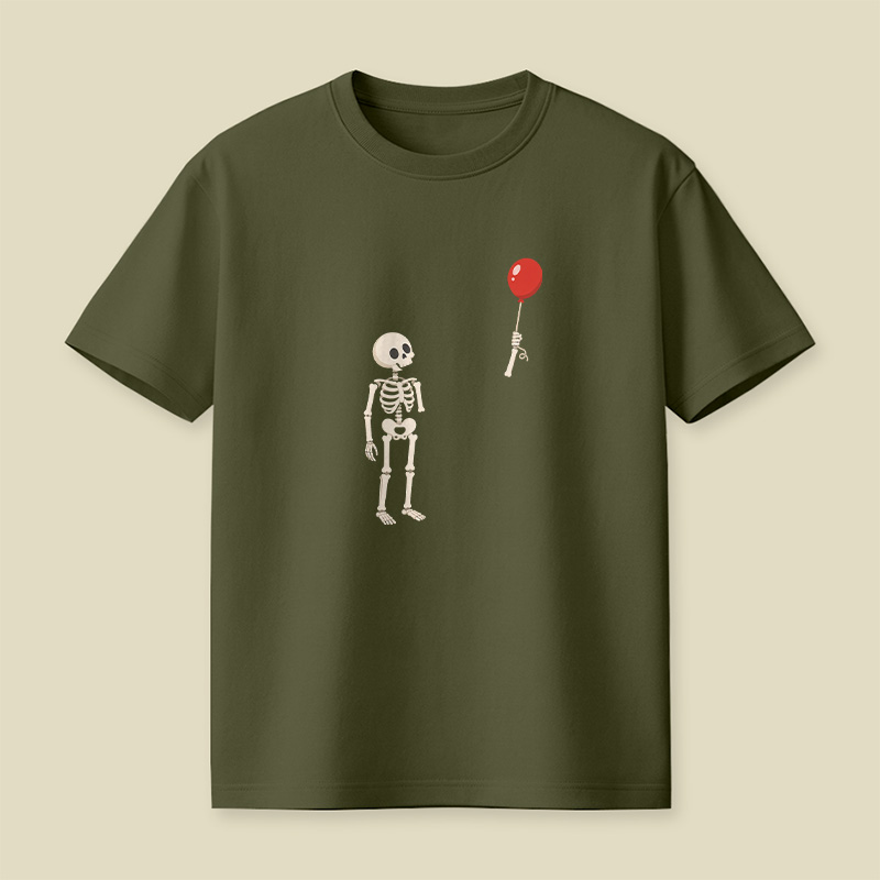 Skeleton With A Floating Balloon Playful T-Shirt