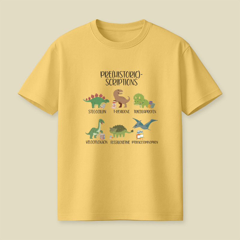 Prehistoric Scriptions Dinosaur Medical Pun Playful T-Shirt