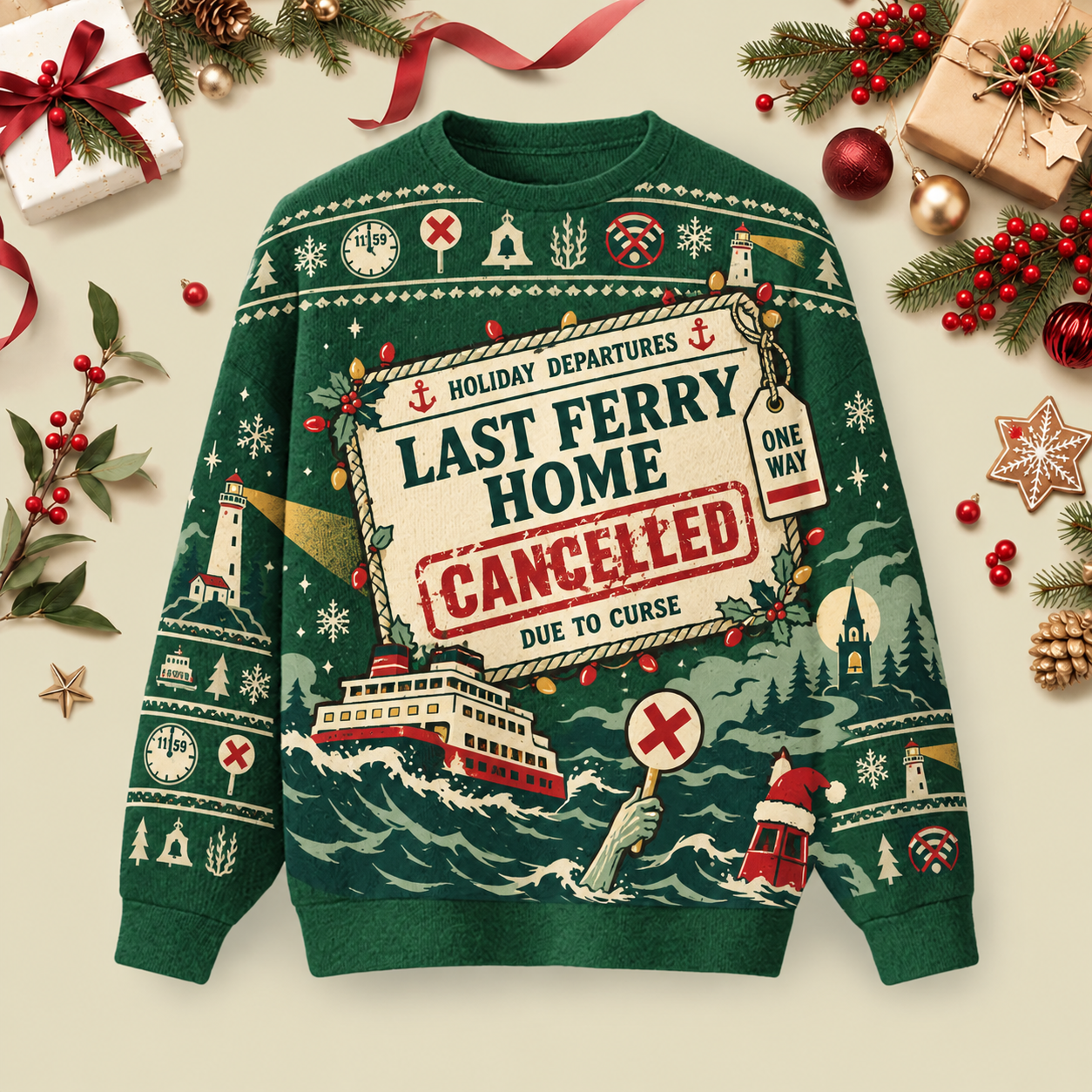 Holiday Departures Ugly Christmas Fluffy Sweatershirt