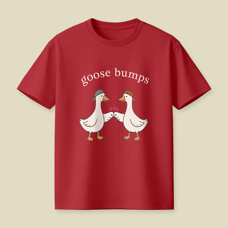 Goosebumps Geese Pun Casual Cap Wearing Playful T-Shirt