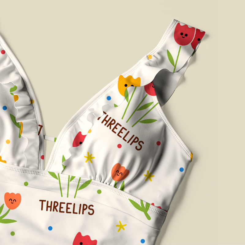 Plant Math V-Neck One Piece Swimsuit