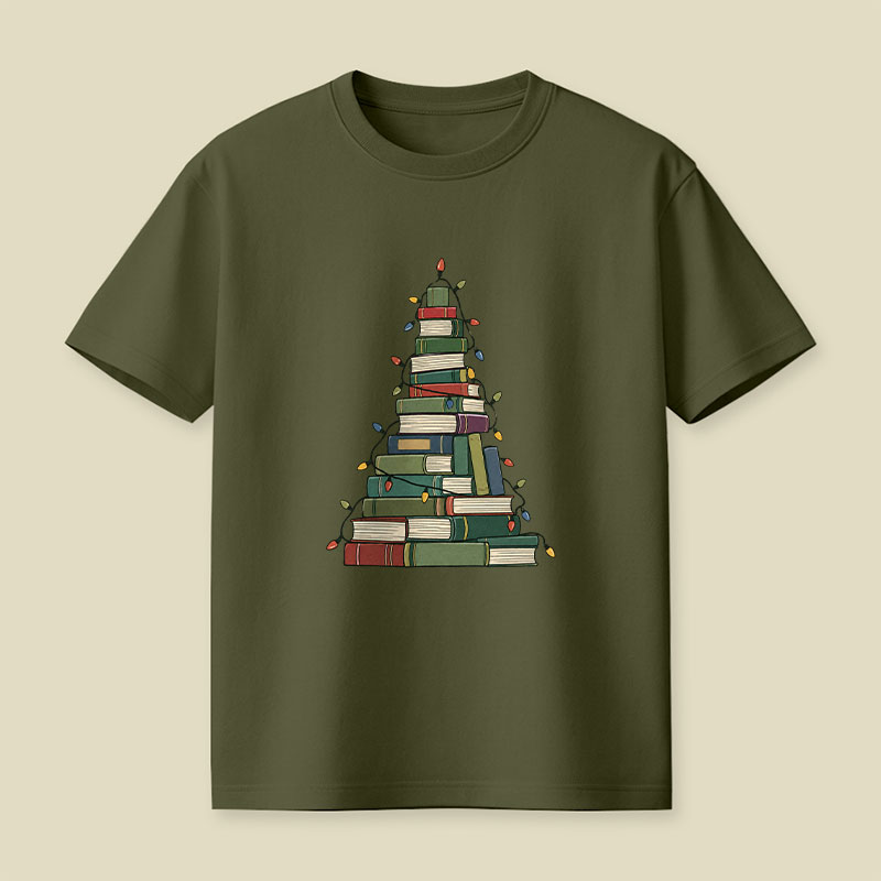 Christmas Book Tree Playful T-Shirt