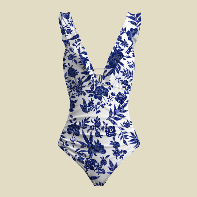 Rolling In Indigo V-Neck One Piece Swimsuit