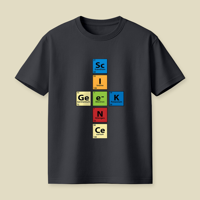 Scigeek Nerd Periodic Table Playful T-Shirt