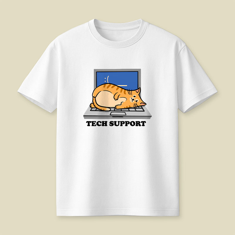 Tech Support Cat Funny Programmer Playful T-Shirt