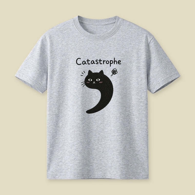 Black Cat Catastrophe Humor Playful T-Shirt