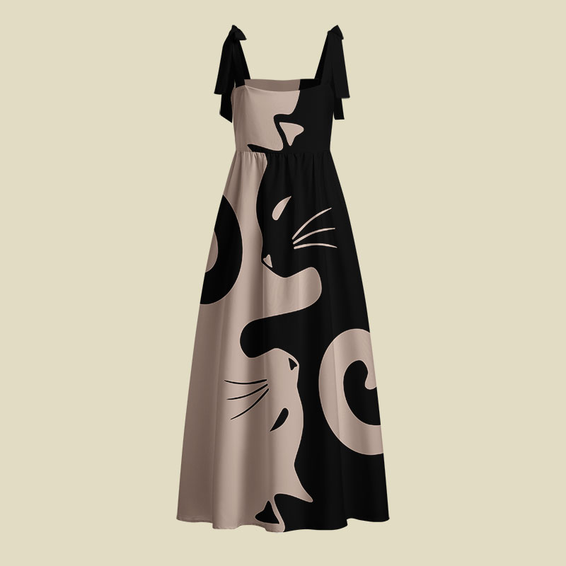 Cats Rule Playful Maxi Dress