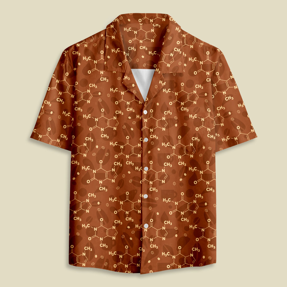 Coffee Molecular Formula Button Up Pocket Shirt