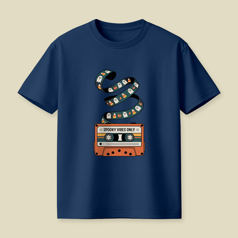 Retro Cassette Spooky Vibes Halloween Playful T-Shirt