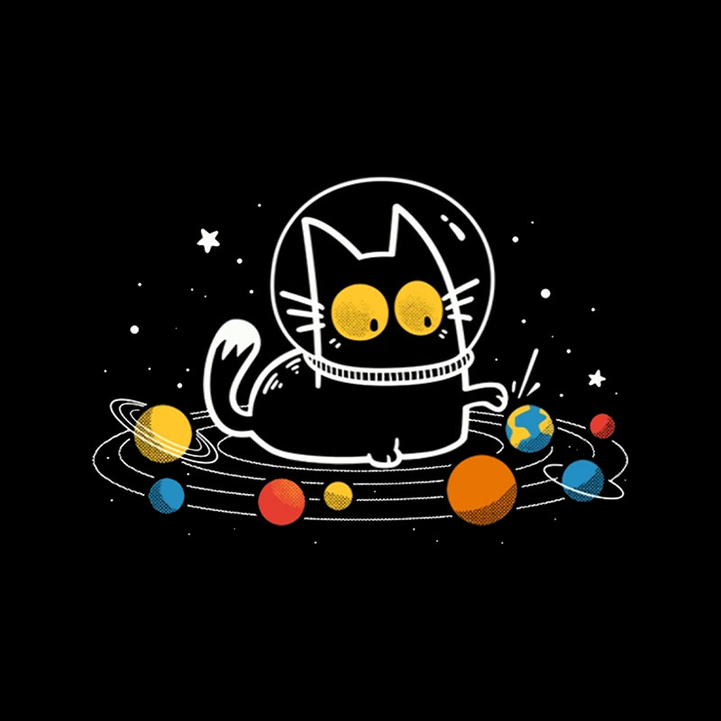 Cat Among the Planets Playful T-Shirt