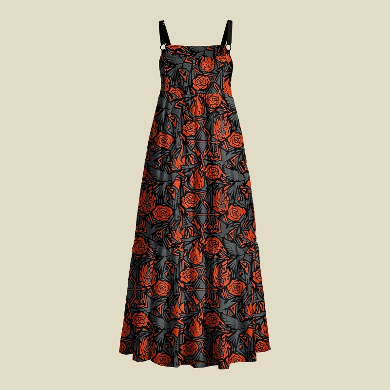 Gothic Rose Raven Dark Art Playful Maxi Dress