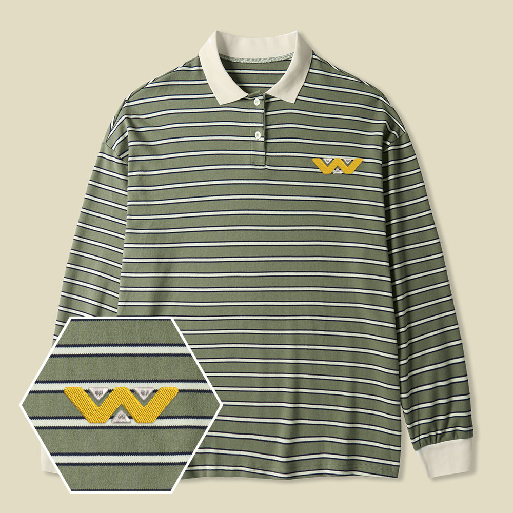 Weyland-Yutani Corp Lycra Striped Embroidered Long-Sleeve Polo