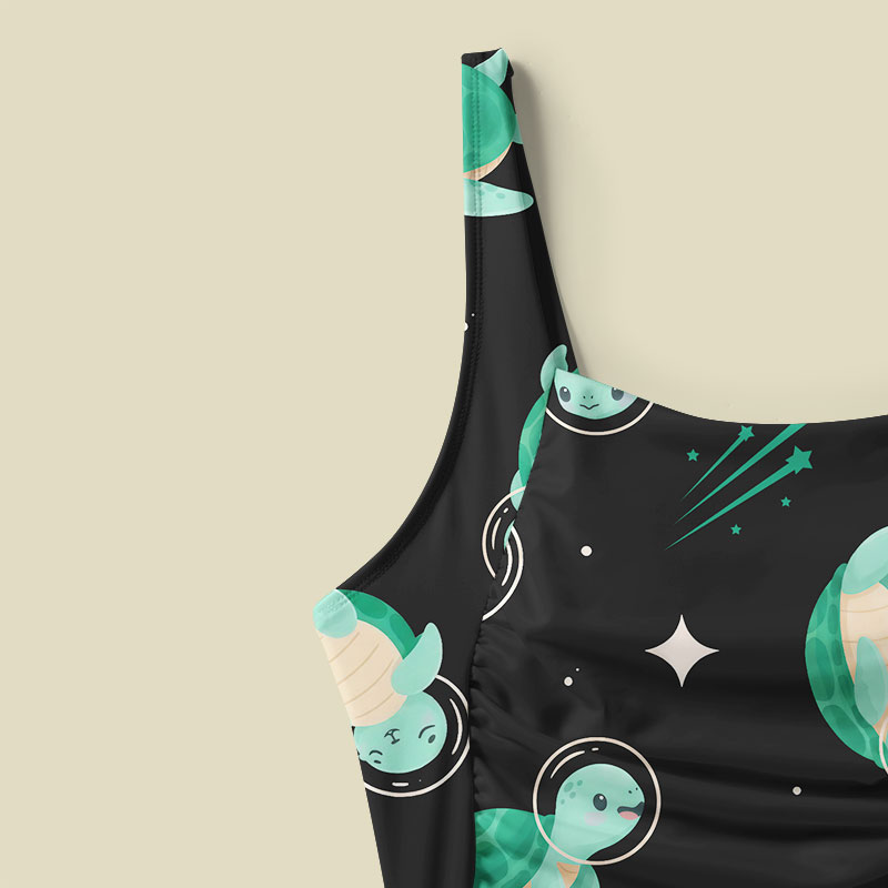 Space Turtles Tummy Control One Piece Swimsuit