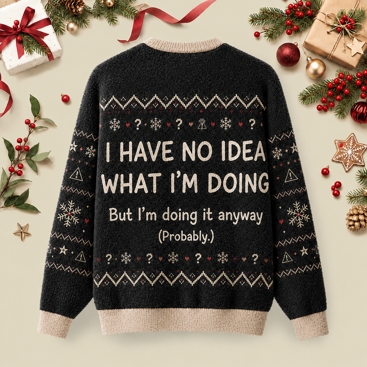 I Have No Idea What Im Doing Ugly Christmas Fluffy Sweatershirt
