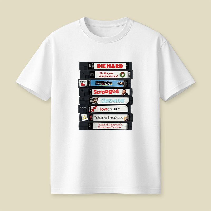 Christmas VHS Movie Marathon Retro Playful T-Shirt