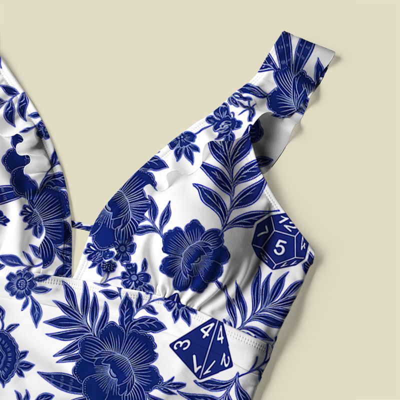 Rolling In Indigo V-Neck One Piece Swimsuit