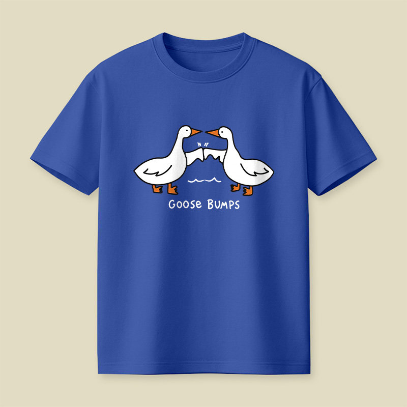 Goosebumps Geese Pun Simple Line Art Playful T-Shirt