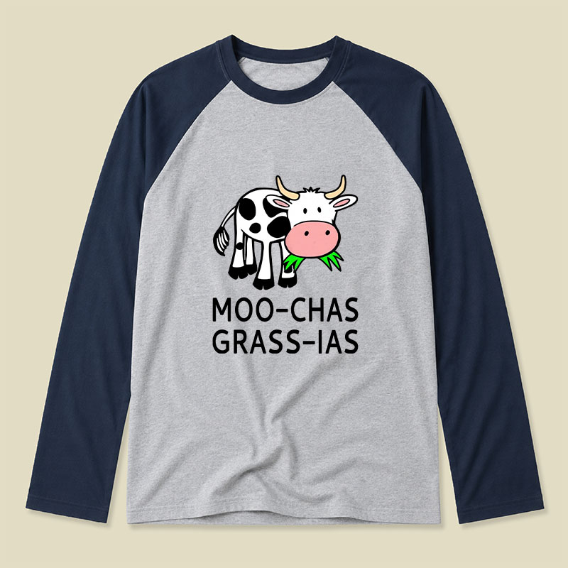 Moo-chas Grass-ias Raglan Long-Sleeve Tee