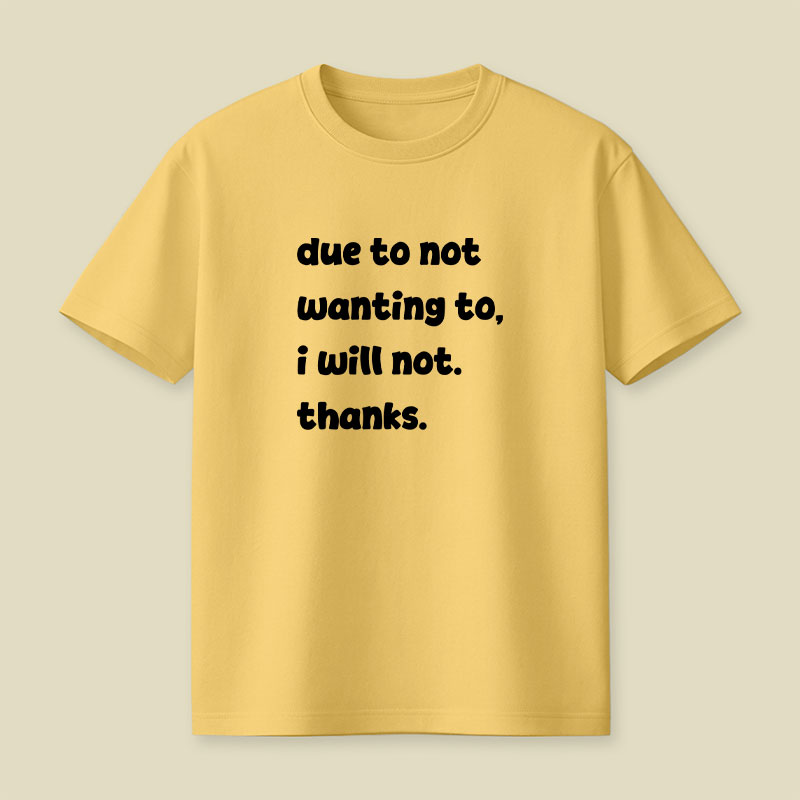 Due To Not Wanting To Playful T-Shirt