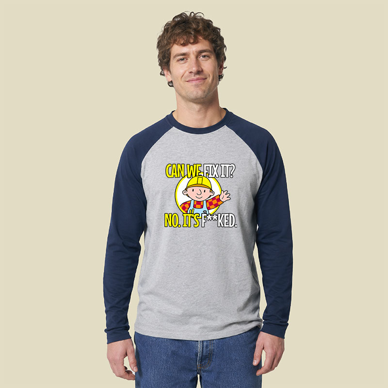 Can We Fix It Funny Repair Man Raglan Long-Sleeve Tee