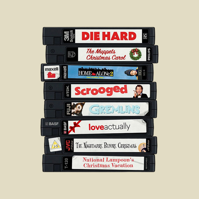 Christmas VHS Movie Marathon Retro Playful T-Shirt