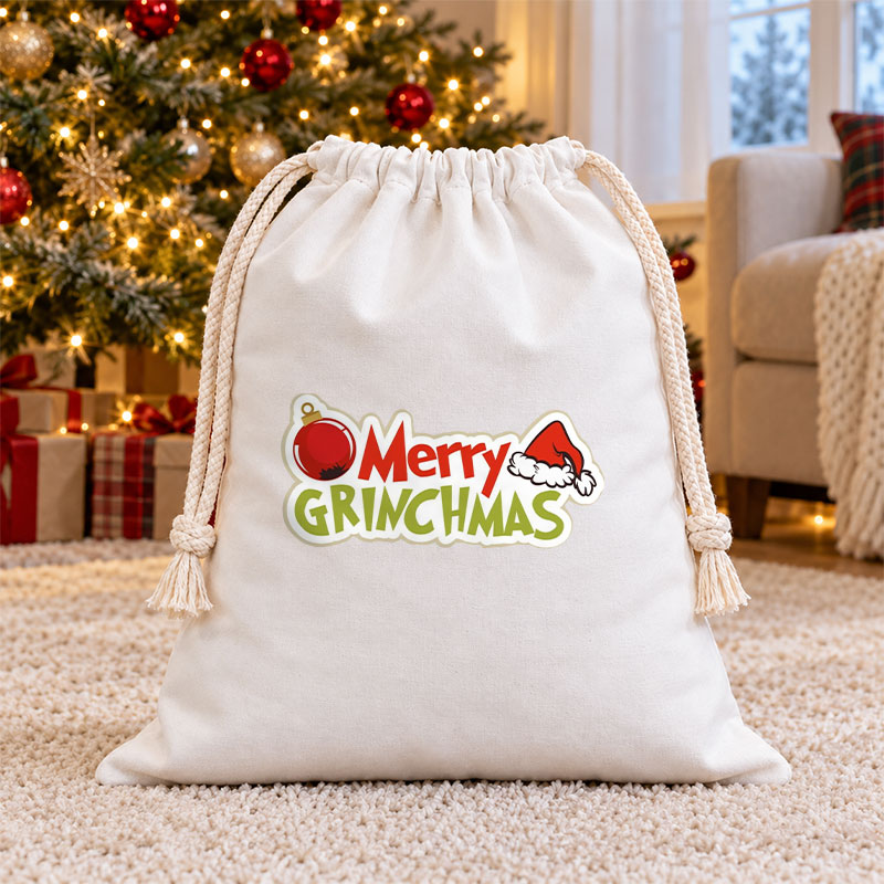 Merry Grinchmas Holiday Christmas Drawstring Gift Bag