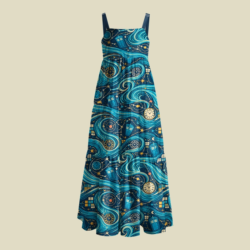 Cosmic Time‑Travel Galaxy Playful Maxi Dress