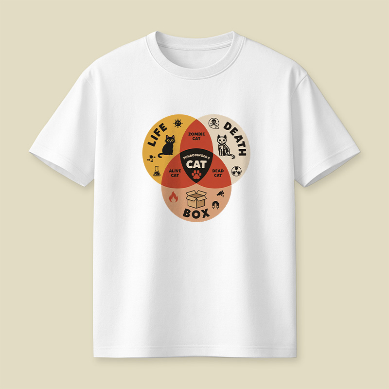 Schrodinger Cat Venn Diagram Playful T-Shirt