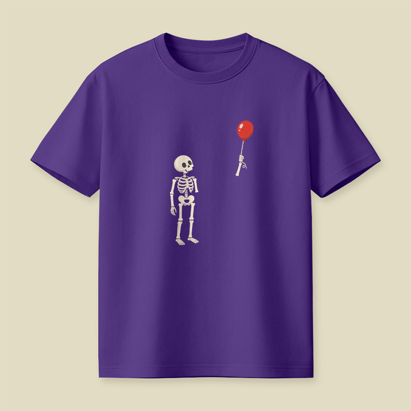 Skeleton With A Floating Balloon Playful T-Shirt