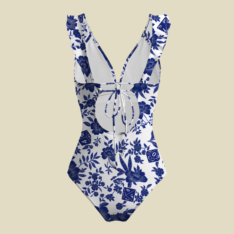 Rolling In Indigo V-Neck One Piece Swimsuit