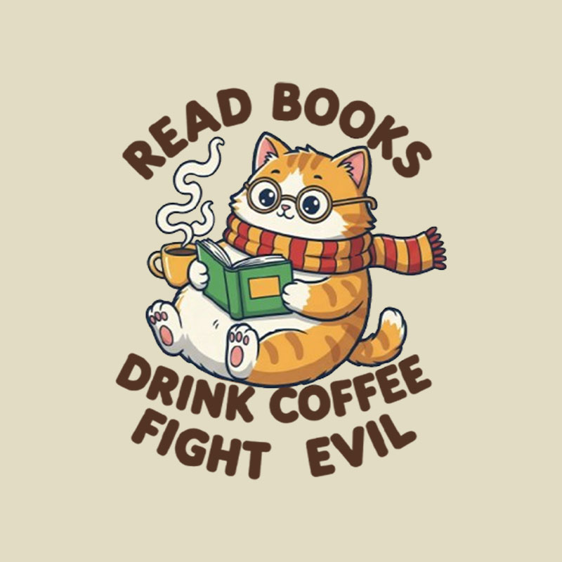 Read Books Drink Coffee Fight Evil Playful T-Shirt