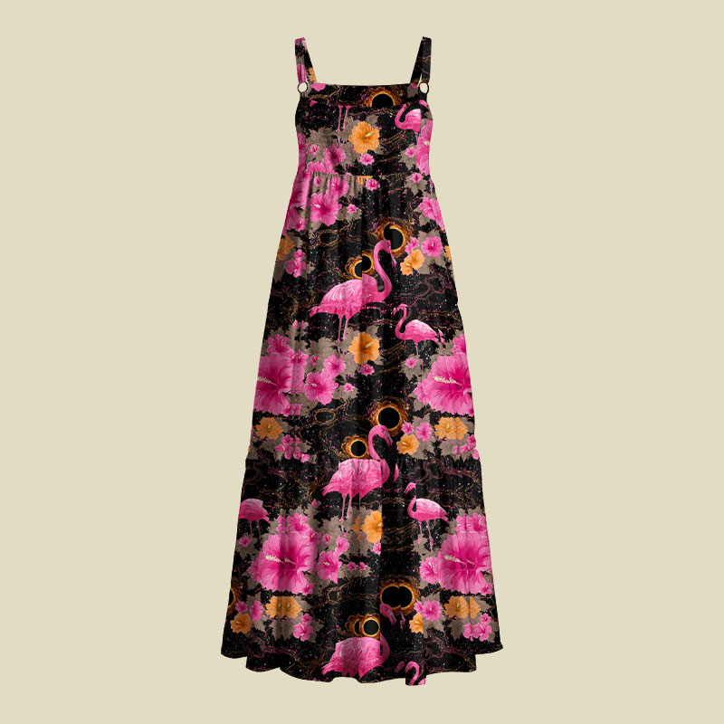 Cosmic Flamingo Playful Maxi Dress