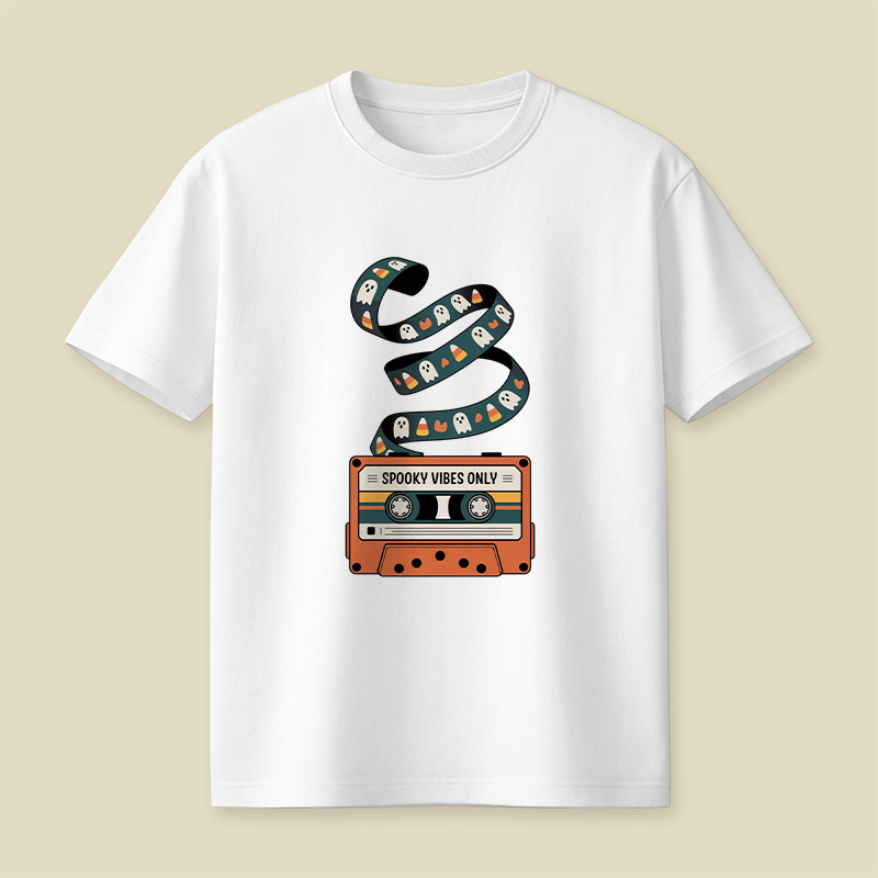 Retro Cassette Spooky Vibes Halloween Playful T-Shirt