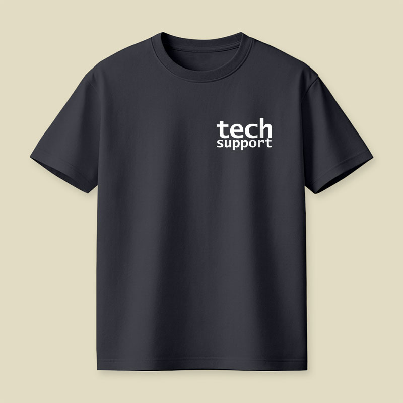 Look Closely Tech Support Typography Playful T-Shirt