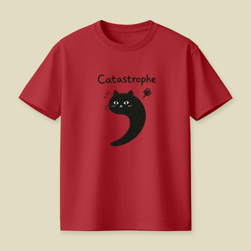 Black Cat Catastrophe Humor Playful T-Shirt