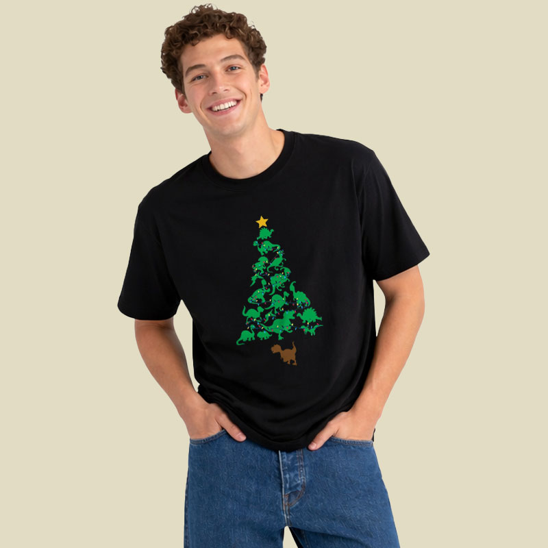Dino Christmas Tree Playful T-Shirt