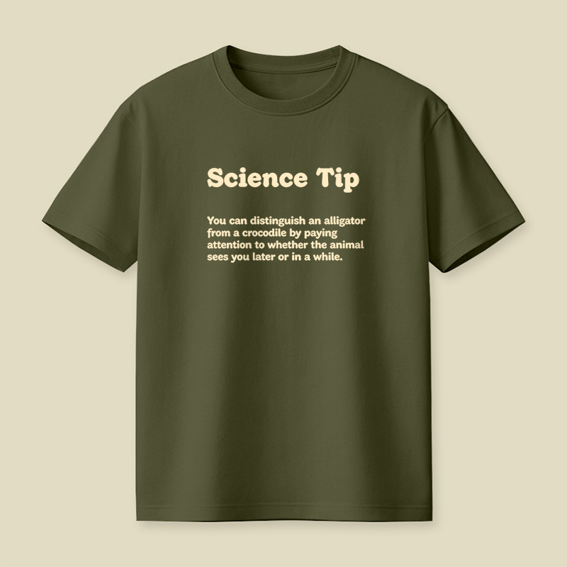 Crocodile Alligator Funny Science Tip Playful T-Shirt