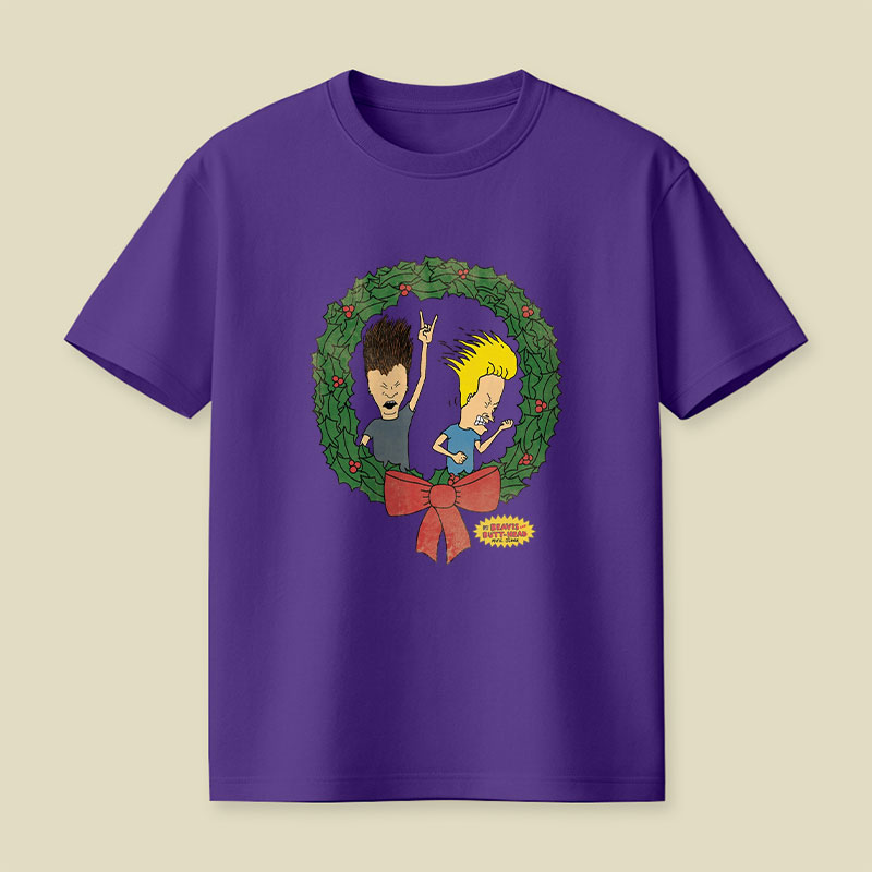 BAB Rock Out Vintage Christmas Wreath Logo Playful T-Shirt