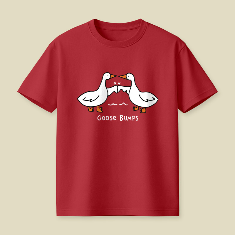 Goosebumps Geese Pun Simple Line Art Playful T-Shirt