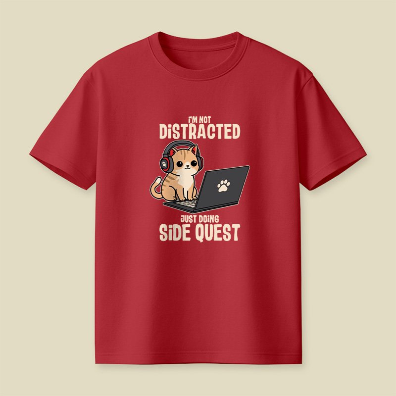 Gamer Cat Side Quest Playful T-Shirt