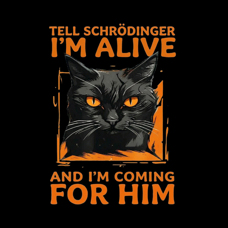 Schrödinger’s Fierce Orange-Eyed Cat Playful T-Shirt