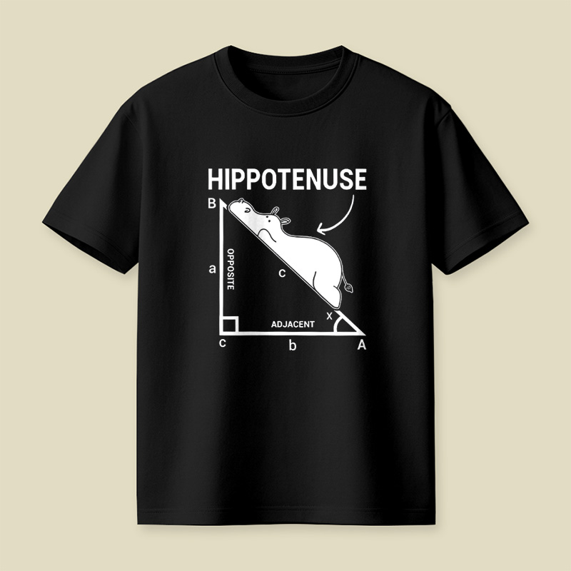 Hippotenuse Hippo Math Pun Playful T-Shirt