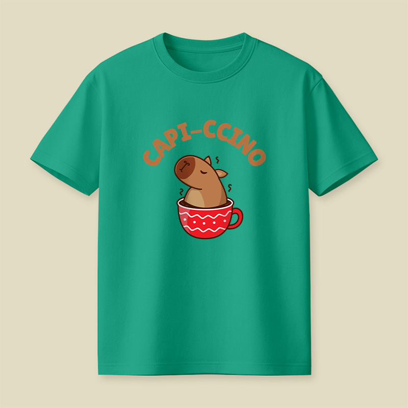 Capi-Ccino Capybara Coffee Pun Playful T-Shirt