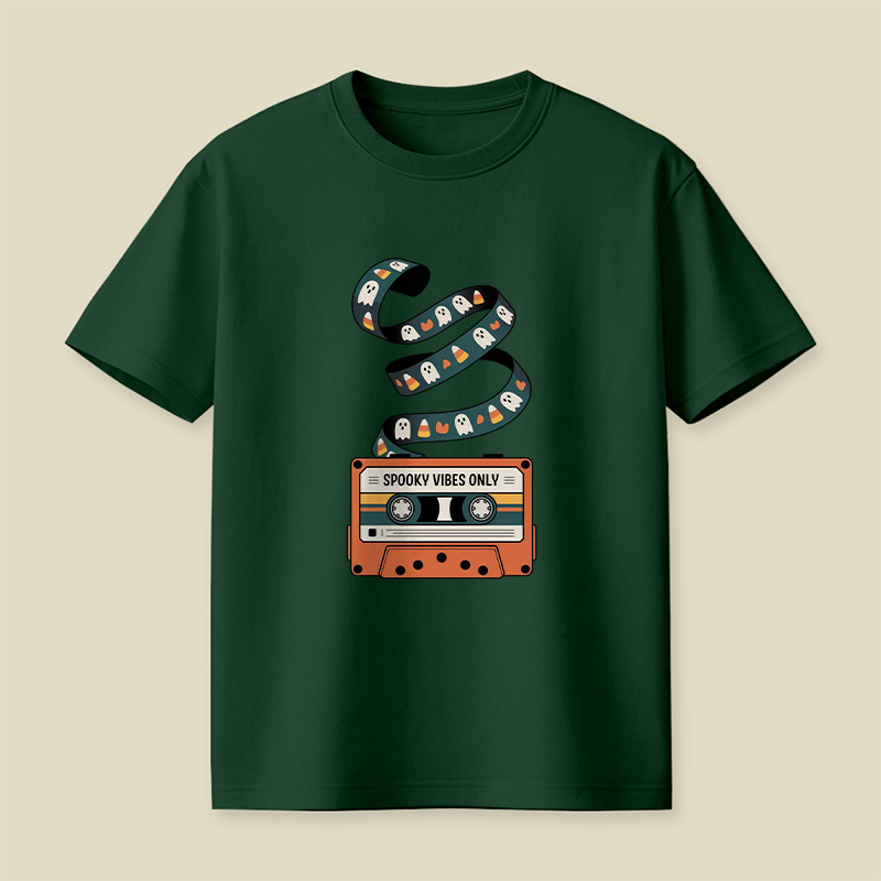 Retro Cassette Spooky Vibes Halloween Playful T-Shirt