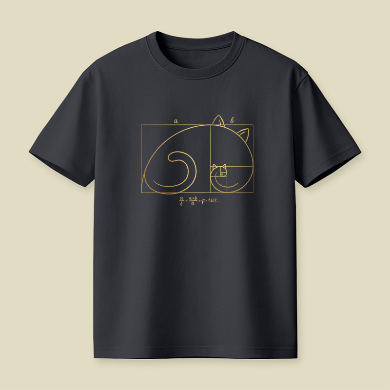 Golden Ratio Cat Geometry Playful T-Shirt