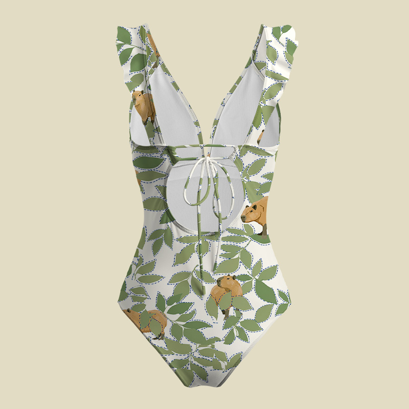 Capybara Lazy Oasis V-Neck One Piece Swimsuit